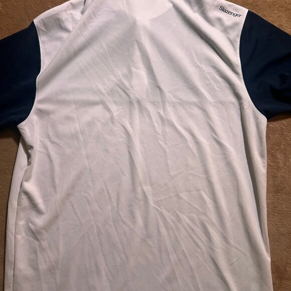Slazenger Men Large Navy White Pocket Short Sleeve 3 Button Golf Polo‎ Shirt (W) - Picture 7 of 8